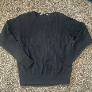 Athleta XXS fine merino wool blend black waffle knit sweater